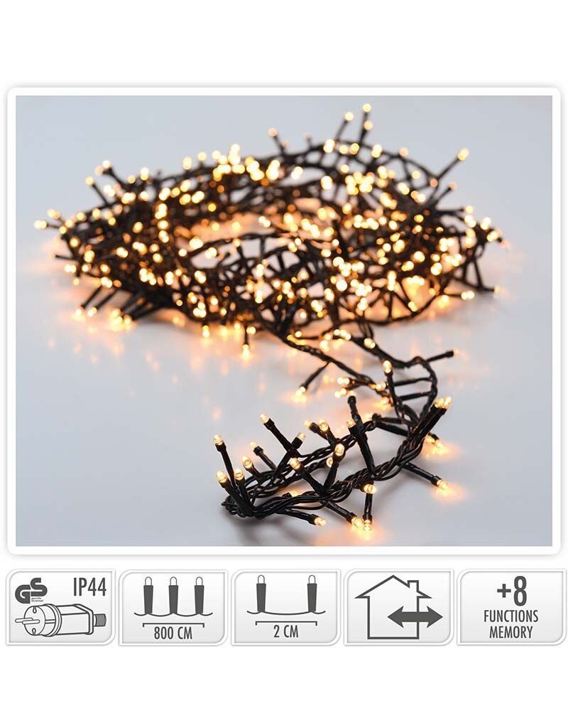 Micro Cluster - 400 LED- 8 meter - warm wit - 8 functies + geheugen