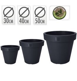 Kunststof Bloempot - set van 30 - 40 - 50 cm - antraciet - voor binnen en buiten