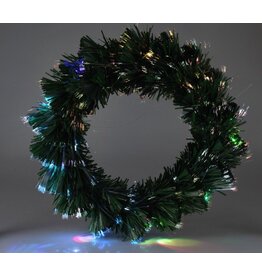 Kerstkrans met Verlichting - Fiber Optic - 50 cm - Multicolor - op Batterijen