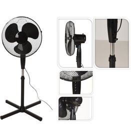 Excellent Electrics Staande ventilator - 41cm - 45W- 3 Snelheden - Zwart