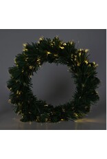 Kerstkrans met Verlichting - Fiber Optic - 50 cm - Warm Wit - op Batterijen