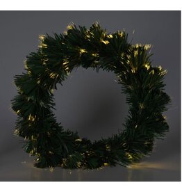 Kerstkrans met Verlichting - Fiber Optic - 50 cm - Warm Wit - op Batterijen
