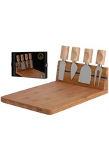 Excellent Houseware Bamboe kaasplank met 4 kaasmessen
