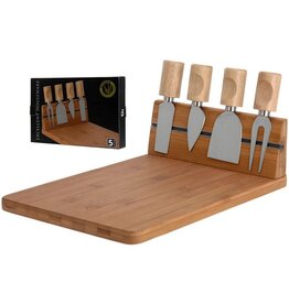 Excellent Houseware Bamboe kaasplank met 4 kaasmessen