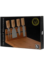 Excellent Houseware Bamboe kaasplank met 4 kaasmessen