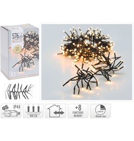 Clusterverlichting - 576 LED - 4m - Timer - Lichtfuncties - extra warm wit