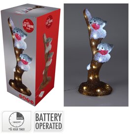 Kerstfiguur Acryl - Vogels op Tak - LED - 41cm