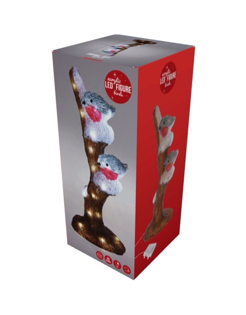 Kerstfiguur Acryl - Vogels op Tak - LED - 41cm