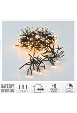 Clusterverlichting 192 led -  1.4m - warm wit - Batterij - Lichtfuncties - Geheugen - Timer