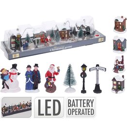 Kerstdorp met verlichte Kersthuisjes -14-delig