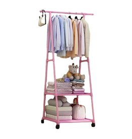 Ceruzo Kledingrek met Leggers - metaal - Verrijdbaar - pink - 85x42x160 cm
