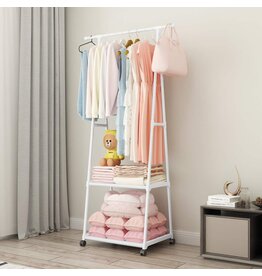 Kledingrek met Leggers - metaal - Verrijdbaar - wit - 85x42x160 cm