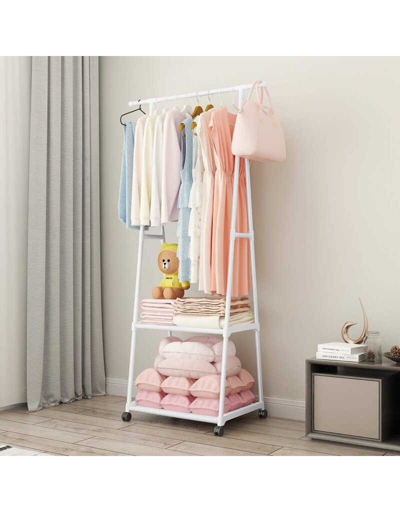 Kledingrek met Leggers - metaal - Verrijdbaar - wit - 85x42x160 cm