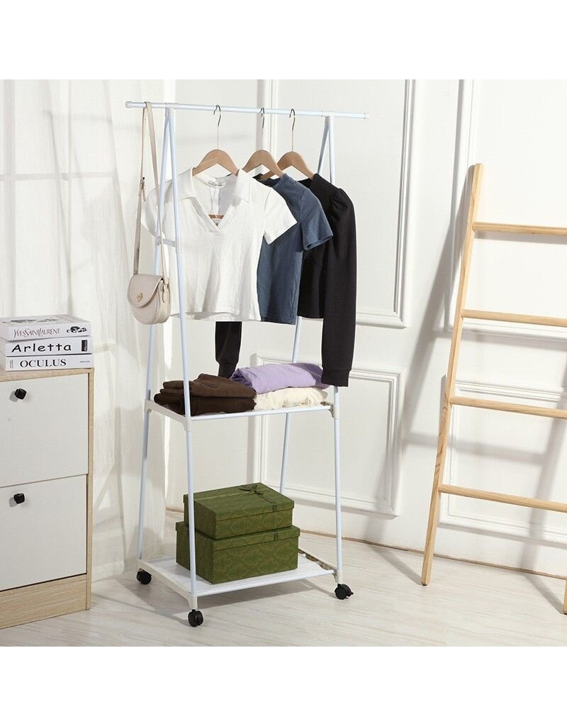 Kledingrek met Leggers - metaal - Verrijdbaar - wit - 85x42x160 cm