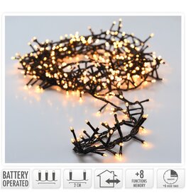 Micro Cluster 200 led - 4m - warm wit - Batterij - Lichtfuncties - Geheugen - Timer