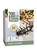 Micro Cluster 200 led - 4m - warm wit - Batterij - Lichtfuncties - Geheugen - Timer