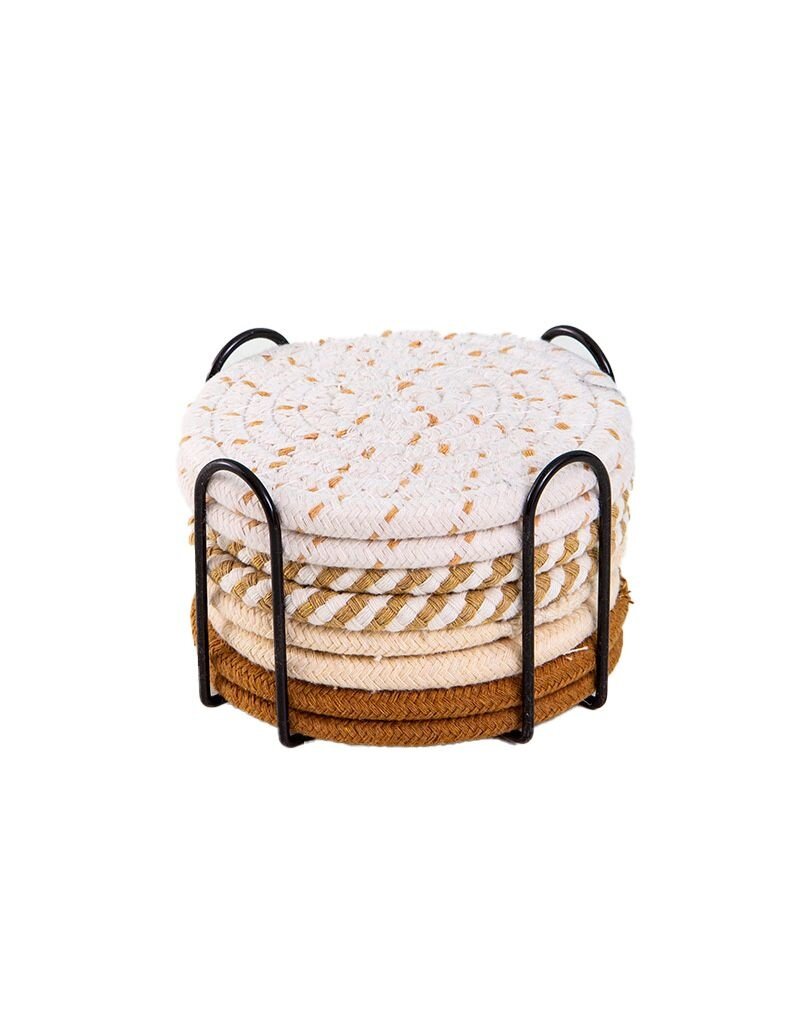 Ceruzo Onderzetters met Houder - Set van 8 - Creme