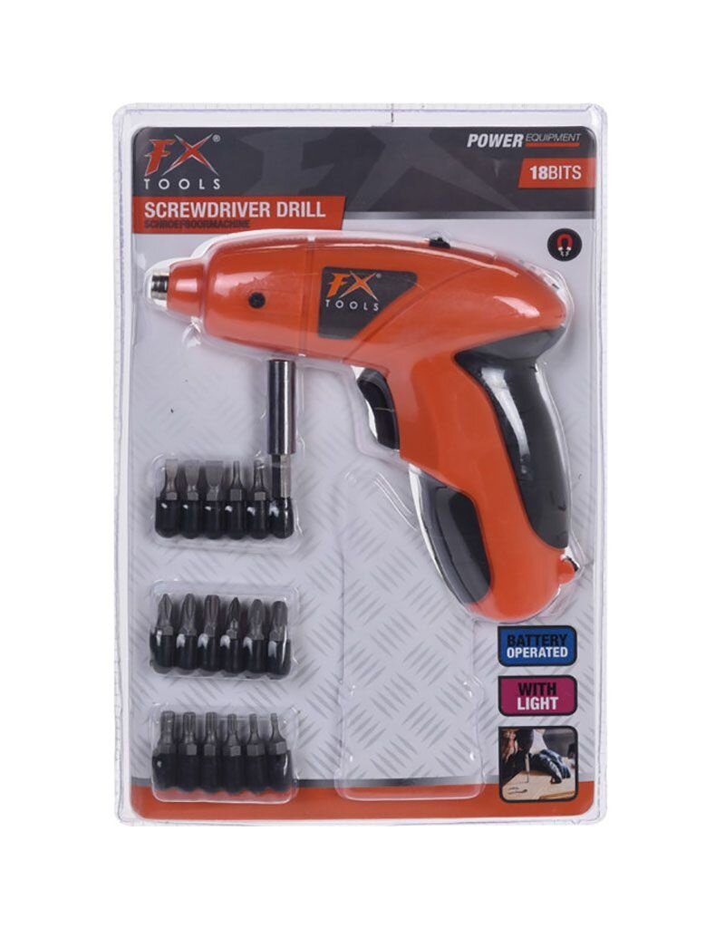 FX Tools Schroefboormachine - met 18 Bits