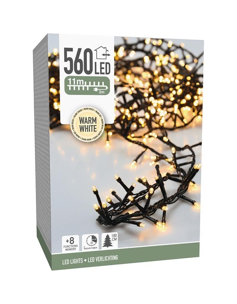 Microcluster - 560 led - 11m - warm wit - Timer - Lichtfuncties - Geheugen - Buiten