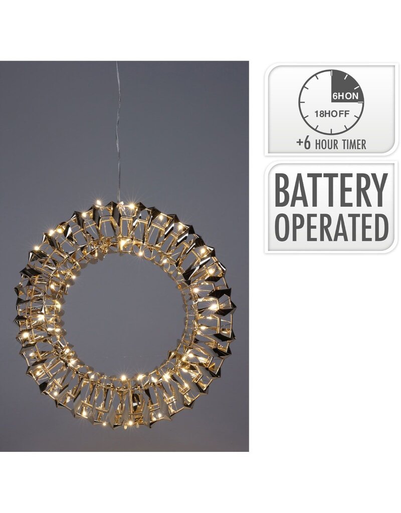 Verlichte Krans - Goud - 30 cm - 50 led