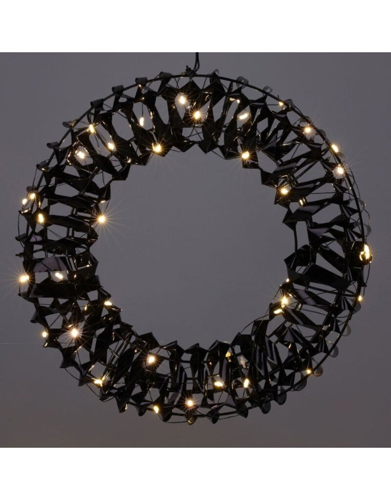 Verlichte Krans - Zwart - 30 cm - 50 led