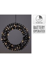 Verlichte Krans - Zwart - 30 cm - 50 led