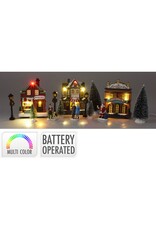 Dorpstraat met Verlichte Kersthuisjes - Wintertafereel