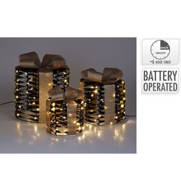 Kerstgifts met Verlichting - 3 stuks - zwart