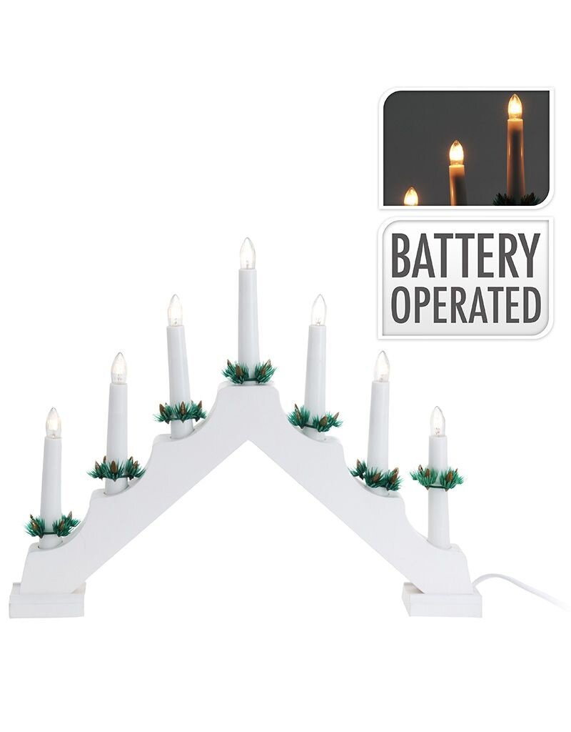 Kaarsenbrug hout - 7LED - met timer