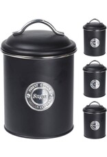 Excellent Houseware Voorraadbussen Klassiek zwart - set van 3 stuks