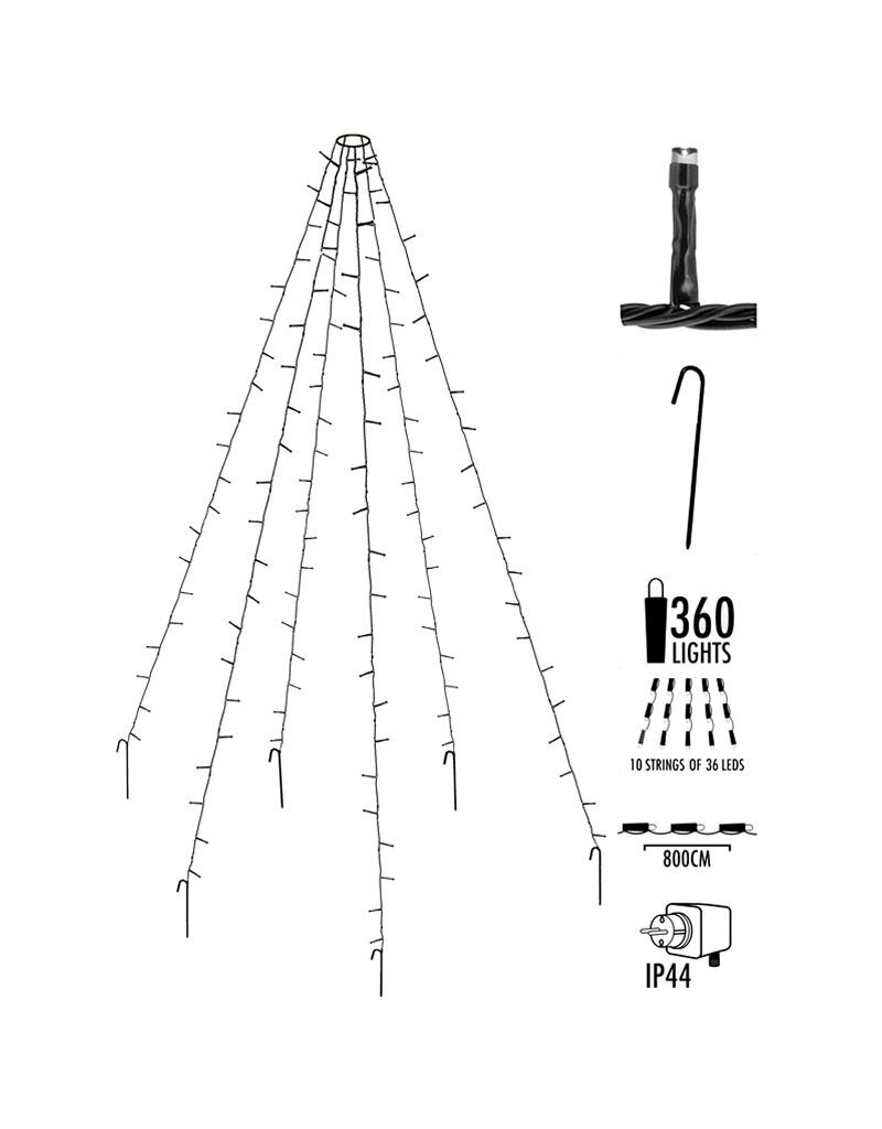 Vlaggenmast verlichting 360 LED's - 800cm