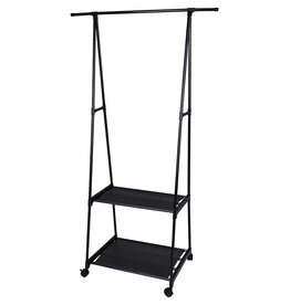 Kledingrek met 2 planken - zwart