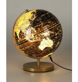 Wereldbol met Licht - USB - 31cm - Zwart