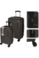 Explorer Kofferset - 2 Delig - 36L Handbagage + 60L Ruimbagage - TSA Slot - Expandable -Donkergrijs