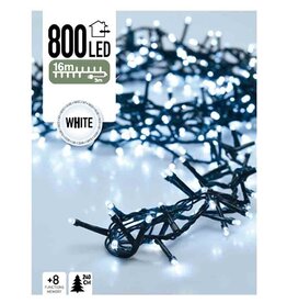 Micro Cluster 800 LED's  - 16 meter - wit - 8 functies + geheugen