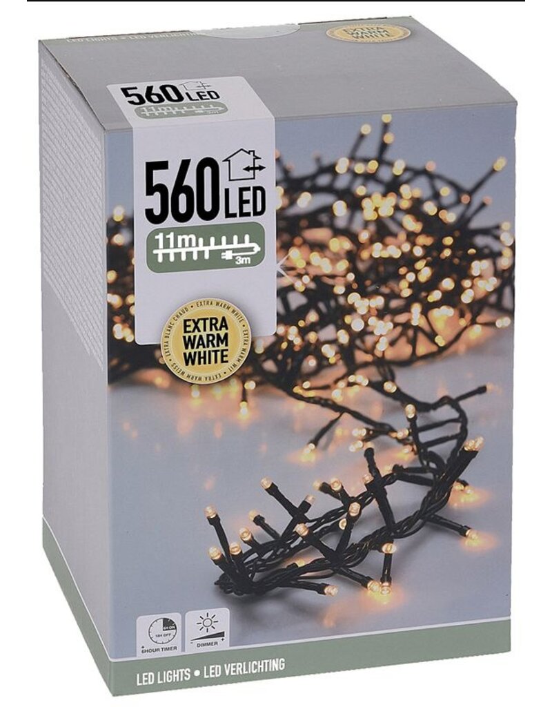 Micro Cluster 560 LED - 11m - met timer en dimmer - extra warm wit