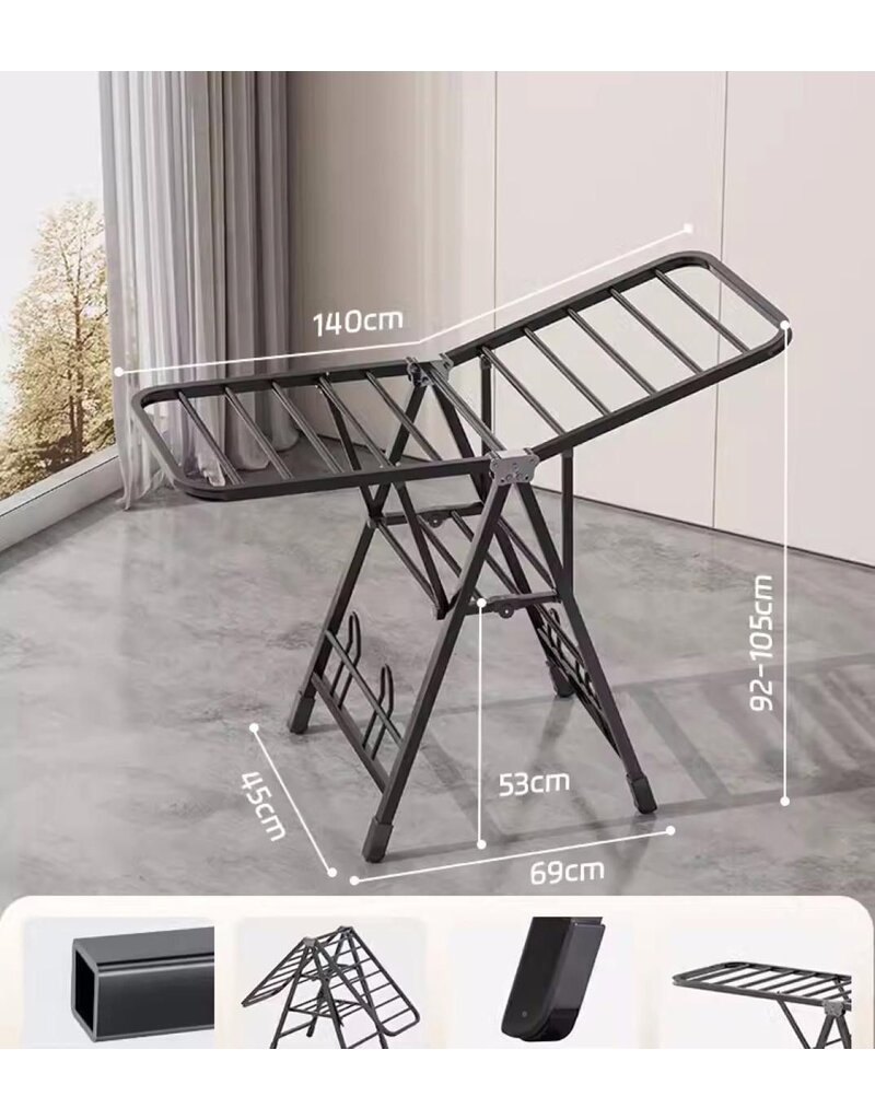 Ceruzo Droogrek - Inklapbaar - Zwart