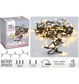 LED verlichting 120 LED - 9 meter - warm wit - Batterijbox 120 warm wit - dual-timer - geheugen en lichtfuncties