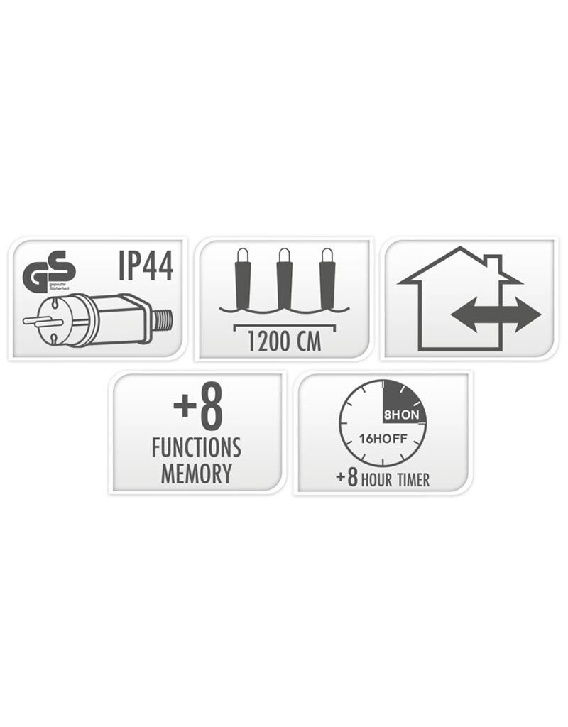 Maxi Cluster Kerstverlichting - 800 led - 12m - wit - Timer - Lichtfuncties - Geheugen - Buiten