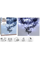 Maxi Cluster Kerstverlichting - 1200 led - 18m - wit - Timer - Lichtfuncties - Geheugen - Buiten