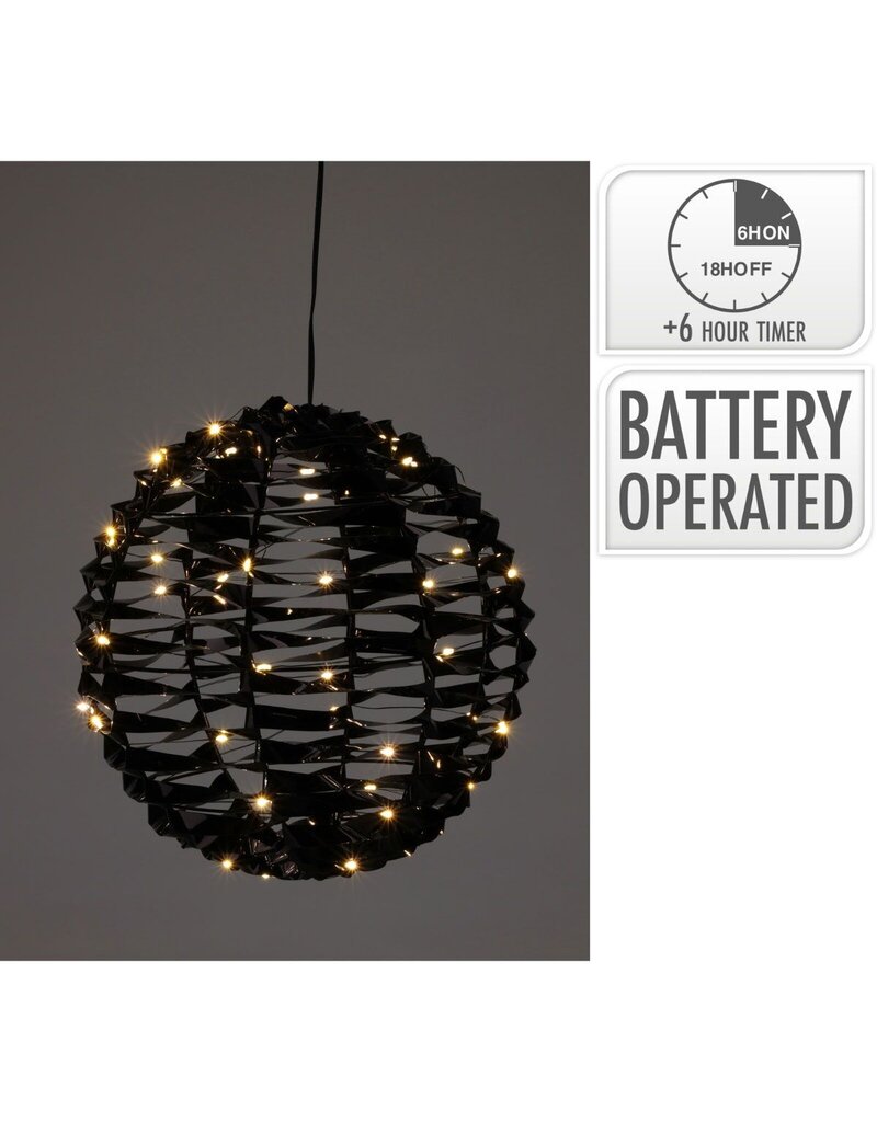 Verlichte Bal - Zwart - 25 cm - 60 led