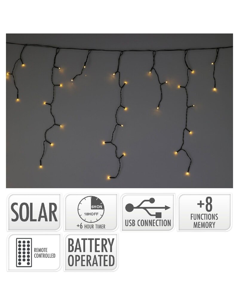 Solar IJspegelverlichting 780cm - 240 Led - USB oplaadbaar - Afstandsbediening