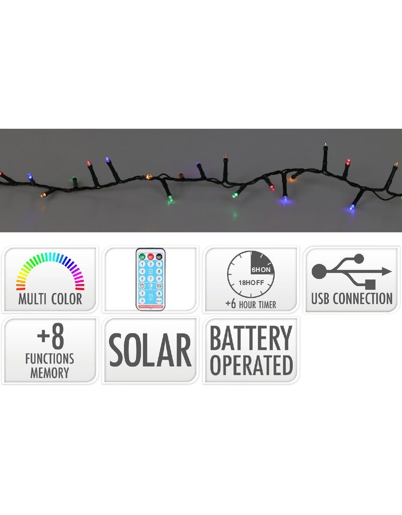 Solar Led Verlichting - 10.5 meter - 240 led - Multicolor - USB oplaadbaar - Afstandsbediening