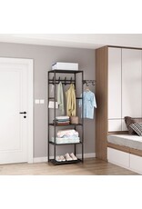 Kledingrek met 3 legplankjes - metaal - 55 x 36 x 170 cm