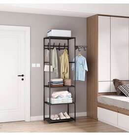 Kledingrek met 3 legplankjes - metaal - 55 x 36 x 170 cm