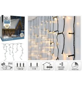 IJspegel verlichting - 12 meter - 360 LED - Timer - Lichtfuncties - Geheugen - warm wit