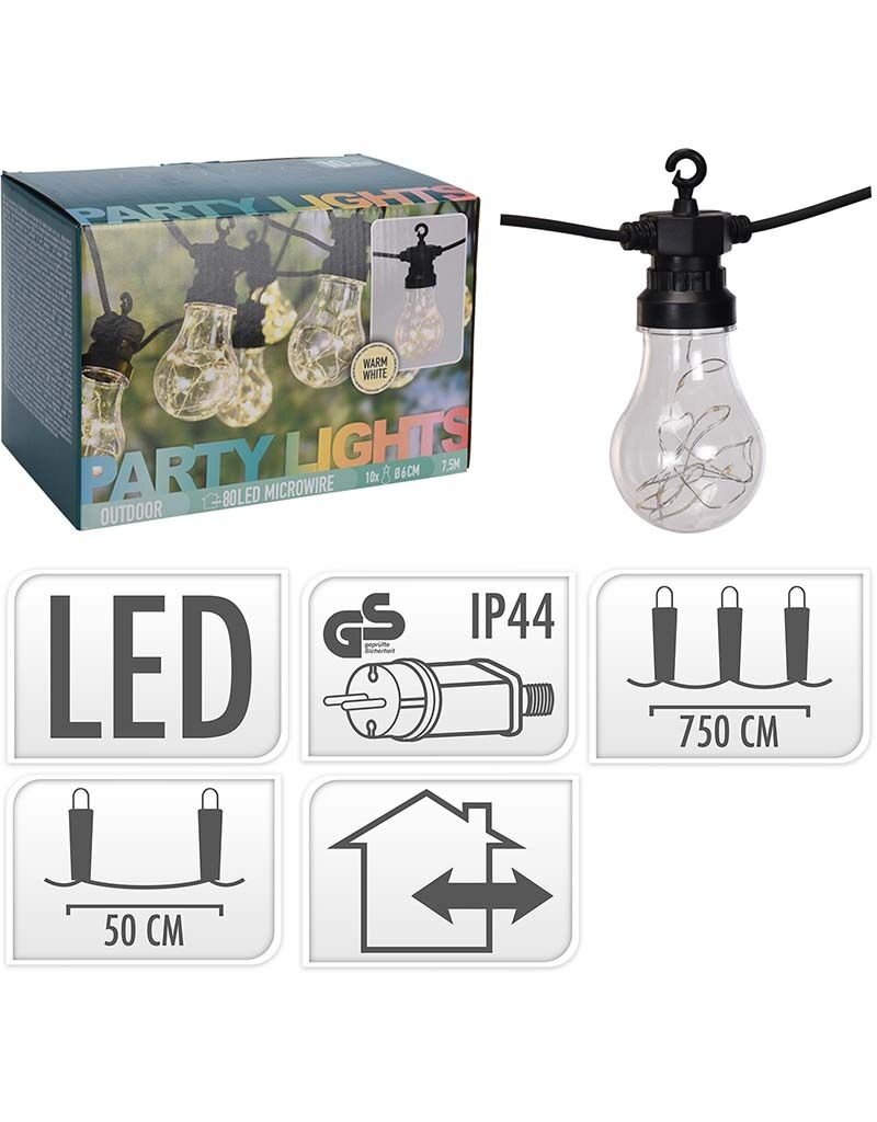 Feestverlichting - 10 lamps - 100 LED - warm wit