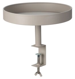 Dienbladtafel met klem - metaal - Ø28 cm - taupe