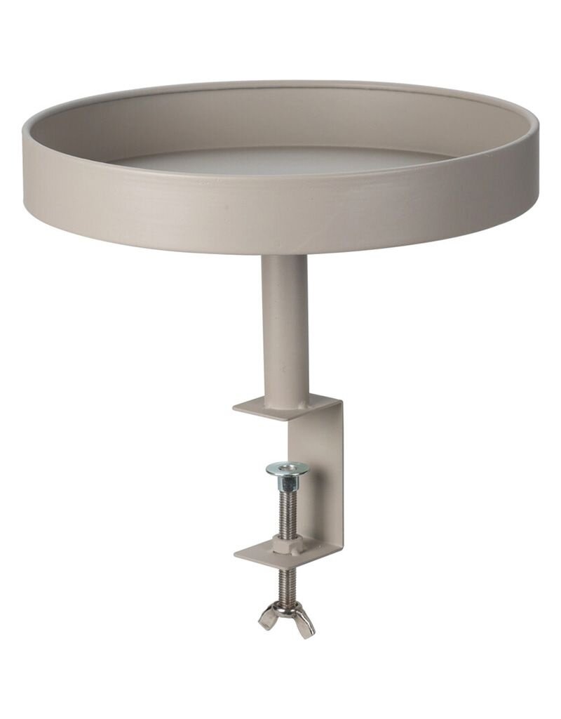 Dienbladtafel met klem - metaal - Ø28 cm - taupe