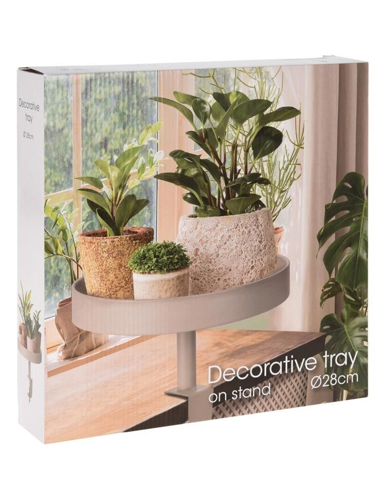 Dienbladtafel met klem - metaal - Ø28 cm - taupe